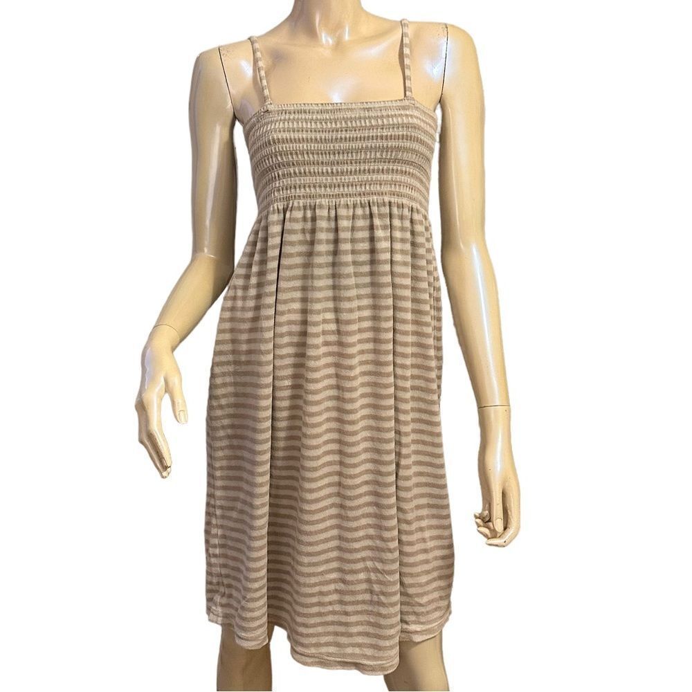 Vintage Striped Terrycloth Midi Dress